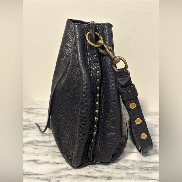 Rebecca Minkoff Black pebble Leather Darren hobo brass hardware women’s handbag - Picture 3 of 16